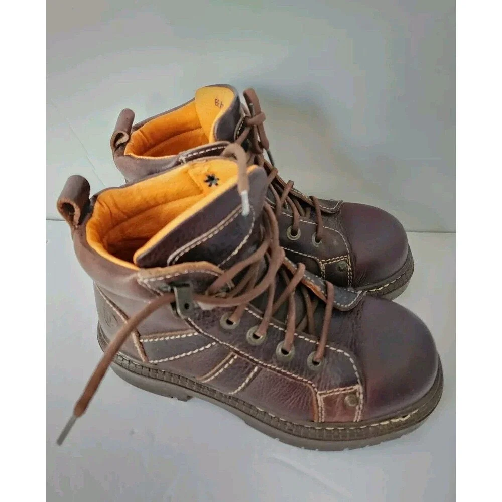 Rare London Underground Platform Leather Brown Lace Up Boots Wm 6 Men 4